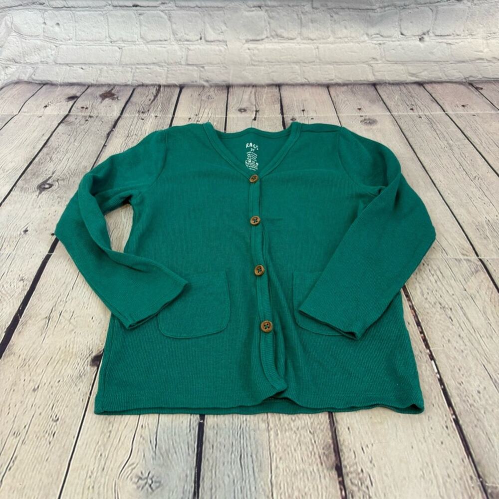 Rags to Raches Green Ribbed Cardigan